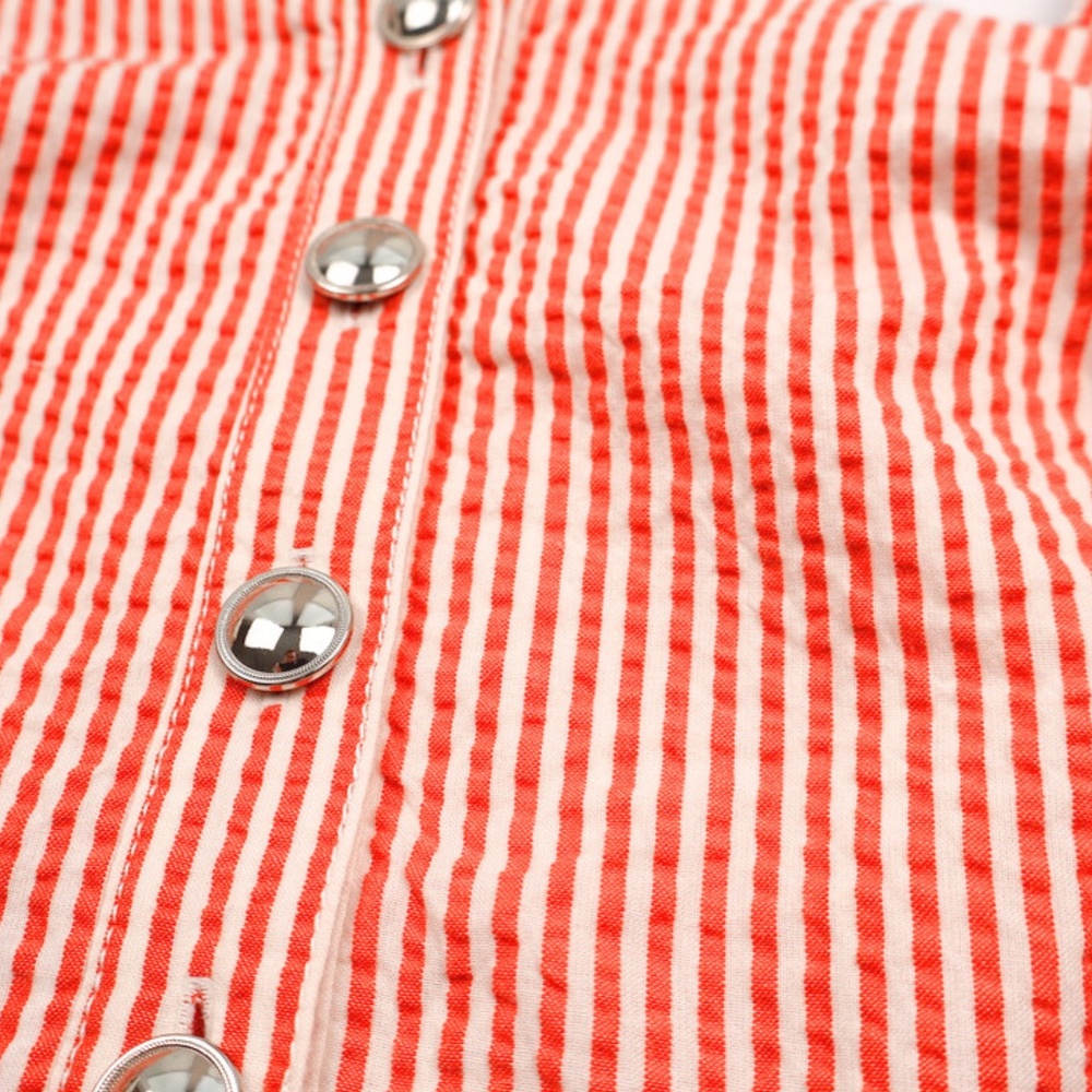 Maeve Anthropologie Striped Crop Top NWT Size 8 Red Button Front - Picture 3 of 8